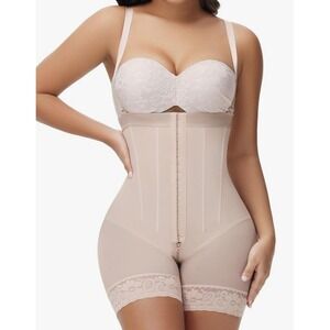 Shapshe Womens XL High Waist Shapewear Bodysuit Tummy Control Faja Beige 8 Bones